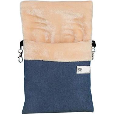 Imagem de La La Pet Bolsa de dormir pequena para animais de estimação com compartimento aquecido e quente, rede para hamster, rato, planador, esquilo, furão, ninho quente, esconderijo, caverna, acessórios de gaiola para animais de estimação (azul, P)