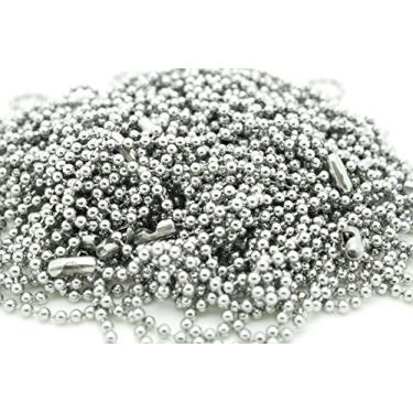 Imagem de Colares de corrente esférica de aço inoxidável de 2,4 mm com especificação militar de 61 cm - pacote com 100 peças, 24" around, Aço inoxidável, Sem Pedra Preciosa