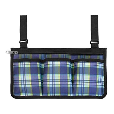 Imagem de Bolsa lateral para cadeira de rodas organizador de trilhos de cama bolsa de descanso de braço para idosos deficientes - azul