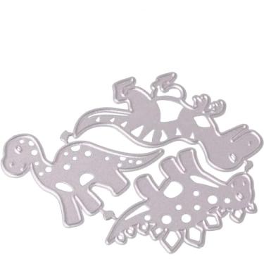 Imagem de Catoon Dinossauro cortado para fazer cartões, moldes de corte de metal de dinossauro, parabéns, corte, aniversário, estampagem, estêncil, modelo para decoração de scrap-booking, cartão de bênção de