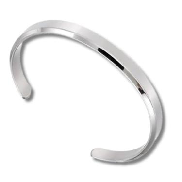 Imagem de Pulseira Masculina, Bracelete Ajustável Em Aço Titânio, Não Enferruja, Pulseira Look Social + Saquinho De Veludo Para Presentear - HEISIL (PRATA)