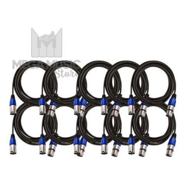 Imagem de 10 Cabo Microfone Dmx Xlr Canon Balanceado 5 Metros - AUBOR