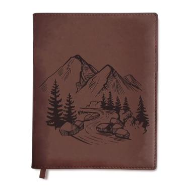 Imagem de Sunny Lark Mountains Leather Journal | Refillable Leather Journal for Women & Men | Travel Journal with Outdoor Illustration
