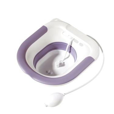 Imagem de Banho de assento para cuidados pós-parto, banho de assento para assento sanitário,Banheira de assento ergonômica Banheira portátil para lavatório | Banho dobrável sem agachamento, banho de assento pós