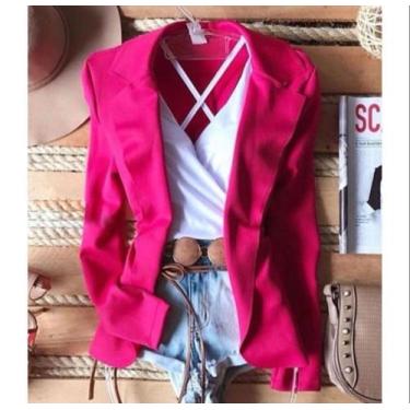 Imagem de Blazer Maxi Alongado Neopreme Feminino Acinturado Moda Tendência Diver