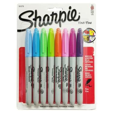 Imagem de Pincel Marcador Permanente Sharpie 8 Cores Vidro Tecido