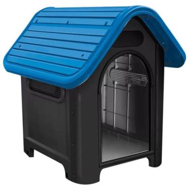 Imagem de Casinha Cachorro Plástica Desmontável Dog Home N2 Azul - MecPet