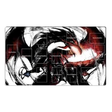 Imagem de Novo tapete Yugioh para jogos de cartas colecionáveis com olhos vermelhos dragão preto TCG CCG Yugioh + bolsa grátis (ZD014-411)