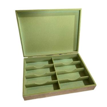 Imagem de porta óculos 4 divisorias e espuma porta relogio mdf flocadas, VERDE M