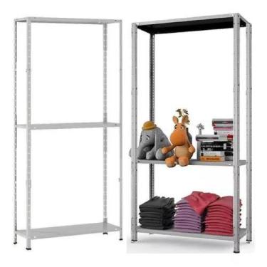 Imagem de Estante Aço Linha Residencial Reforçada 30x91X2,00 C/ 3 Níveis - Estan