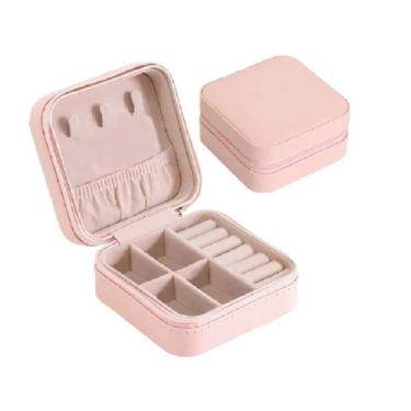 Imagem de Porta Jóias Caixa Viagem Estojo Maleta de Couro com Zíper - Ami, Rose