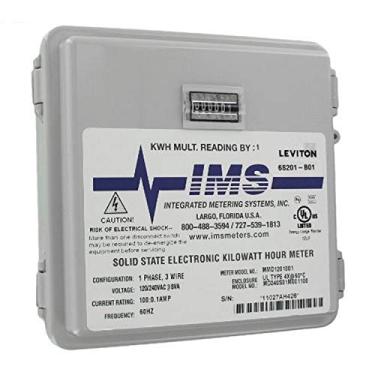 Imagem de Leviton 6S201-B01 2PH, 3W, 240V, pequeno compartimento externo, 01 metro instalado, contador mecânico 1 KWH, 100:0,1, cinza