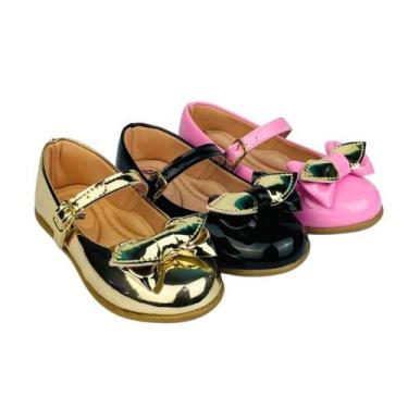 Imagem de Kit Com 3 Pares Sapatilha Infantil Menina Boneca Verniz Confortável SP