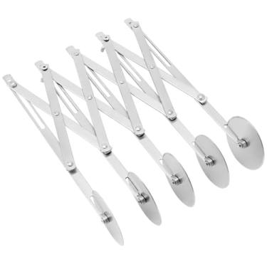 Imagem de QWORK Cortador de massa ajustável de 5 rodas, cortador de pizza de aço inoxidável, rolo/divisor expansível multiredondo para biscoitos, massas, bolos e pastelaria