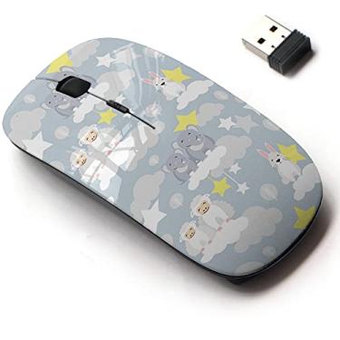 Imagem de Mouse sem fio de 2,4 G com design de padrão fofo para todos os laptops e desktops com nano receptor - animal fofo infantil