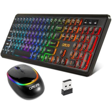 Imagem de Teclado e mouse sem fio CHONCHOW recarregável combo RGB retroiluminado teclado silencioso USB 2,4 g, bateria grande para jogos de trabalho, compatível com Windows Mac Linux com manual do usuário W300