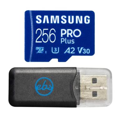 Imagem de Cartão de memória Samsung 256GB MicroSD Pro Plus para câmera de ação compatível com GoPro Hero 13 Black, Hero (2024) (MB-MD256SA) U3 V30 pacote com 1 leitor de cartão Everything But Stromboli SD e