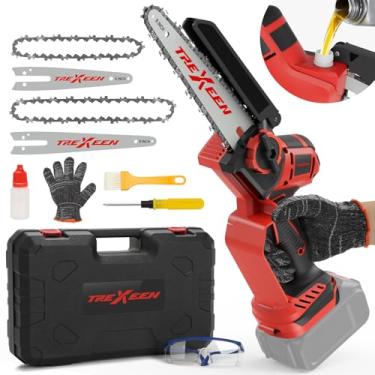Imagem de TREXEEN Mini motosserra para bateria Milwaukee M18, mini motosserra sem fio 2 em 1 de 20 e 15 cm, sem escova para motosserra sem fio, motosserra elétrica para corte de madeira, aparar árvores (bateria