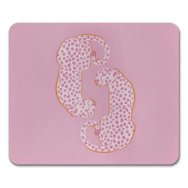 Imagem de FLVGE Mouse pads fofos de leopardo rosa, material de escritório, mousepad para mesa com base de borracha antiderrapante, mouse pads de computador de escritório para mouse sem fio acessórios de mesa de
