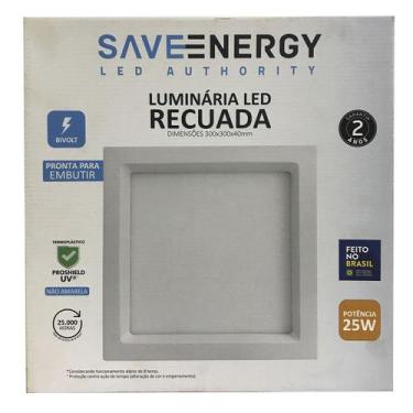 Imagem de Painel Plafon Led Embutir Recuado 30X30cm 25W 4000K Branco Bivolt - Sa