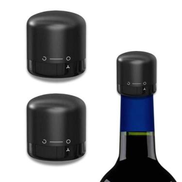 Imagem de Kit 2 Rolhas Vácuo P/ Garafas Vinho Espumante Champanhe - Alley