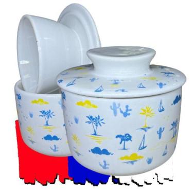 Imagem de Manteigueira Francesa Decorada Nuvens Amarelas - Prattos