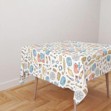Imagem de Toalha De Mesa Quadrada 4 Lugares Tecido Oxford Utensílios Confeitaria