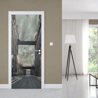 Imagem de Adesivo de Porta Cidade Nublada - Império da Impressão, P - 70cm x 210