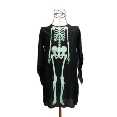 Imagem de Fantasia Infantil De Halloween Dia Das Bruxas Esqueleto Caveira Preto 