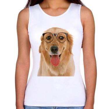 Imagem de Regata Feminina Golden Retriever de Óculos - Foca na Moda, Branco, GGG