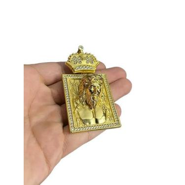 Imagem de Pingente jesus zeus cravejado coroa g - banhado a ouro 18k - ToJoia18k