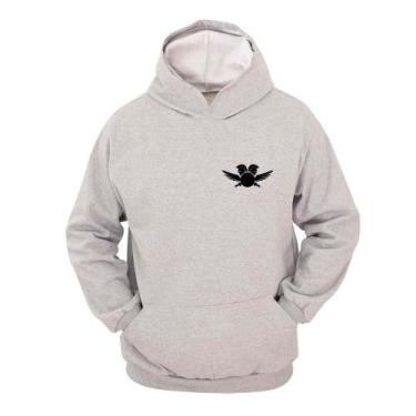 Imagem de Moletom Masculino Canguru Estampa Warrior com Capuz - Ragor, G, Cinza