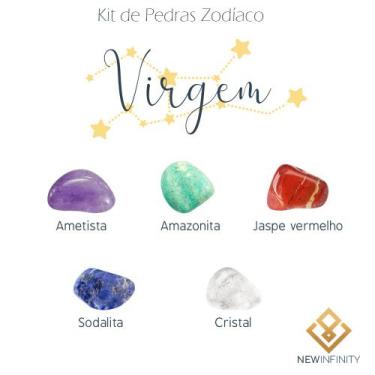 Imagem de Kit de Pedras Cristais dos Signos Virgem - 5 pedras naturais proteção 