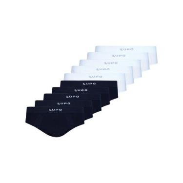 Imagem de Kit com 10 Cuecas Slip Lupo 681-001 Colorido, Preto, GG