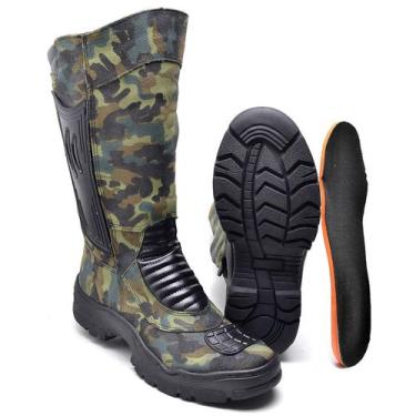 Imagem de Bota Couro Militar Masculina Coturno Camuflada Exército - CMR Shoes, C