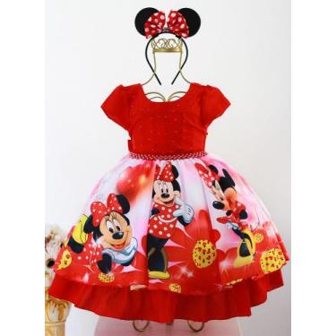 Imagem de Vestido Minnie Vermelha com Tiara Luxo - Pingo de Gente, 3