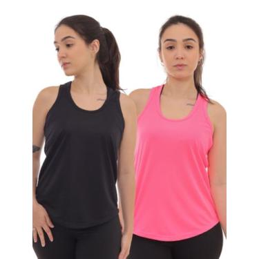 Imagem de Kit 2 Peças - Camiseta Regata Feminina Dry Fit Estampada Poliester Aca