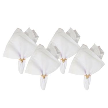 Imagem de Jogo Guardanapo Tecido e Argola Metal Rosê Gold Rena Natal 4 Unidades - Bela Flor