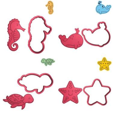 Imagem de Kit 4 Cortadores Baleia Estrela Tartaruga Cavalo - DOCE IMPRESSO, 4,5c