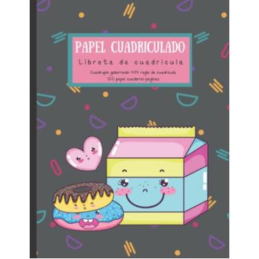Imagem de Papel Cuadriculado: Libreta de cuadricula. Cuádruple gobernado 4X4 regla de cuadrícula.: Bonito cuaderno de papel cuadriculado. Reglas del cuádruple escolares. Libreta de cuadricula.