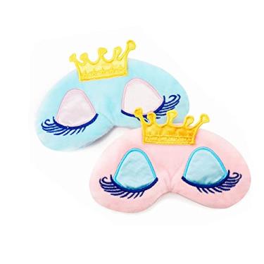 Imagem de Cute Princess Crown Sleeping Eye-Shade for Girl, Travel Beauty Cartoon Cotton Blindfold Nap Cover Kid Sleeping Mask（Pink, Light Blue）
