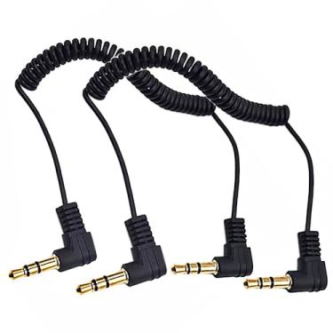Imagem de Cabo de áudio Kework 3,5 mm – 2 unidades de 30 cm Mini cabo de fone de ouvido espiralado 3,5 mm, conector TRS macho para macho de áudio estéreo de 3,5 mm, AM-AM