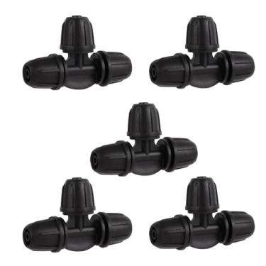 Imagem de Conexões de irrigação por gotejamento de 1/10.2 cm, T farpado de trava para tubulação de ¼ polegada; diâmetro externo da tubulação (OD) é de 0,6 cm, diâmetro interno (ID) é de 0,170 pol. (25