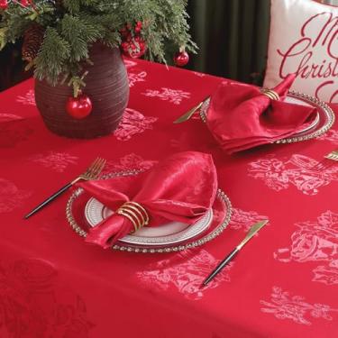 Imagem de SASTYBALE Conjunto de 4 Peças de Guardanapos de Pano de Natal, Guizos, Bagas de Azevinho, Jacquard, Duráveis, Laváveis, À Prova D'Água, Damasco, Guardanapos de Pano de Tecido para (Guardanapo De Pano,