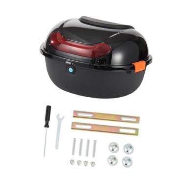 Imagem de Dynwave Tronco traseiro da motocicleta com 2 chaves e kit de instalação Caixa de armazenamento com fechadura Caixa superior da motocicleta, Preto