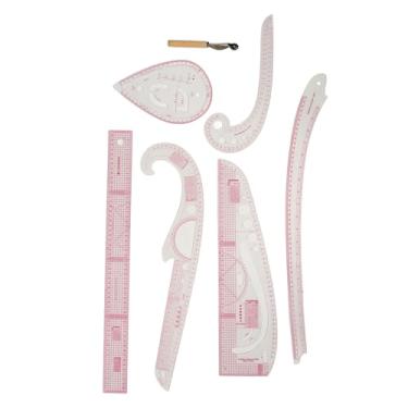 Imagem de Kit de Régua de Curva Francesa, 7 Peças de Padrão de Costura Transparente que Faz Réguas para Artesanato de Costura DIY, Escala Altamente Precisa Com Várias Funções