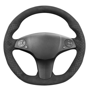 Imagem de MEWANT Capa de volante acolchoada cinza escuro para Mercedes Benz C-Class AMG 63 2009-2011 / GLK-Class GLK 350 2008-2012 / SLR-Class SL-Class AMG 63 65 SLK-Class AMG 55
