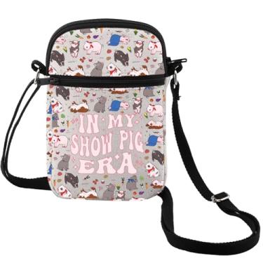 Imagem de MEIKIUP Bolsa tiracolo Pig In My Show Pig Era, bolsa tiracolo presente para mãe, amante de porcos, presentes de animais de fazenda de porcos, Multi