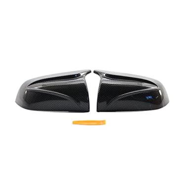 Imagem de Um par de capas de espelhos retrovisores ABS preto fibra de carbono substituição para Tesla 3 modelo 3 2017-2020