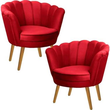 Imagem de Kit Duas Poltronas Pétala em Sued Premium Vermelho - Sua Casa Decoraçõ